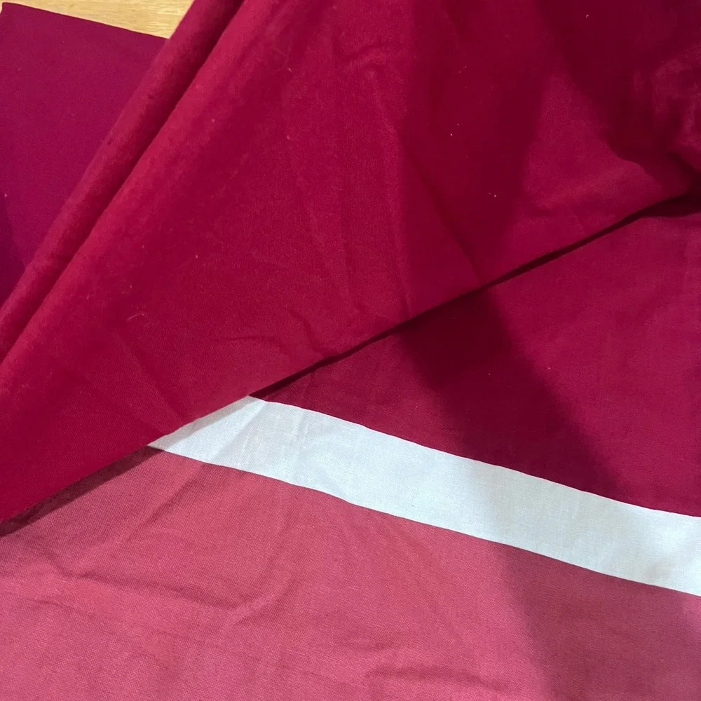 Fieldcrest Classic Linen Blend Colorblock Curtains Burgundy Rose White 52x84 Vtg